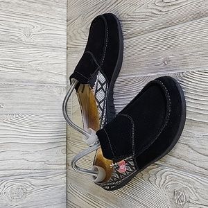 Black Slip-On Suede Clog Mule - Women's Comfort Shoe